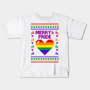 Merry And Pride LGBT Ugly Sweater Kids T-Shirt